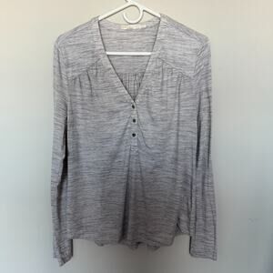 PrAna Womens Henley Top Large Gray Heathered Long Sleeve Boho Minimal Casual